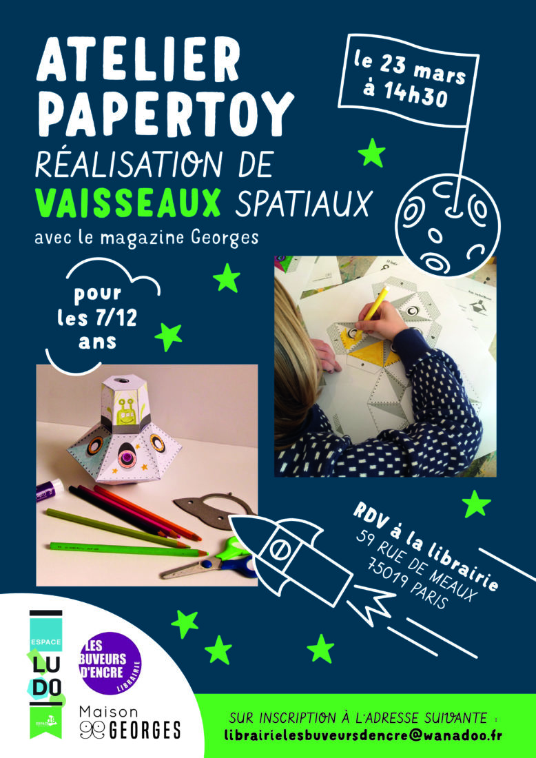 Lire la suite à propos de l’article SAMEDI 23/03 ATELIER PAPERTOYS AVEC GEORGES