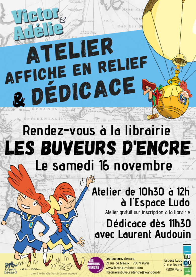 SAMEDI 16/11 ATELIER CRÉATIF « VICTOR & ADÉLIE » ET DEDICACE DE LAURENT AUDOUIN