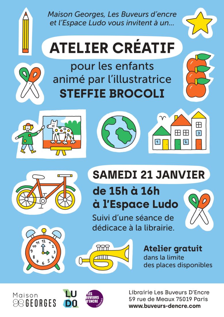 Lire la suite à propos de l’article Atelier créatif avec Steffie Brocoli – samedi 21 janvier